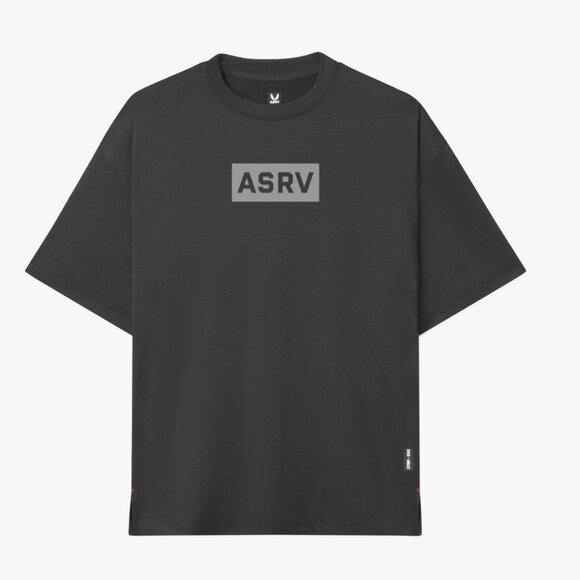 ASRV Space Grey Short Sleeve Aerosilver "BOX LOGO" Oversized Tee - Picture 5 of 5
